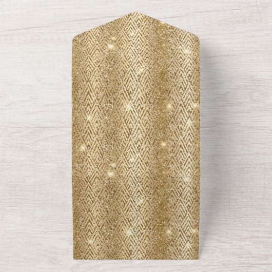 Gele Goud Glam Glitter Deco All In One Uitnodiging (Buitenkant)