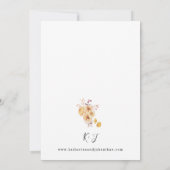 Gele gouden Floral bruiloft Kaart (Achterkant)