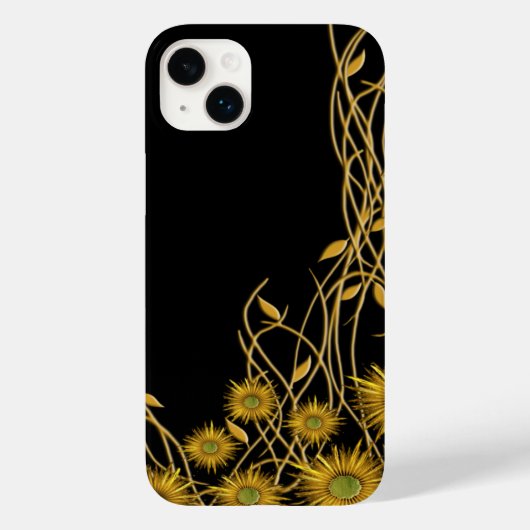 Gele gouden Floral en Abstract wijnwerk Case-Mate iPhone Case (Achterkant)