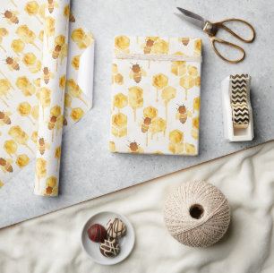 Gele Gouden Honingbijen Verjaardag Cadeaupapier