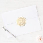 Gele gouden Mandala Flower Ronde Sticker (Envelop)