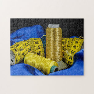 Gele gouden naaigarens Jigzaag Puzzle Legpuzzel