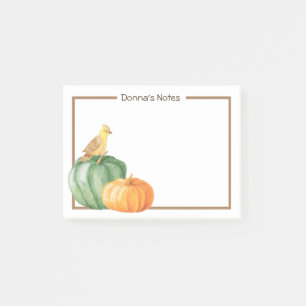 Gele gouden vogel met pompoenen post-it® notes