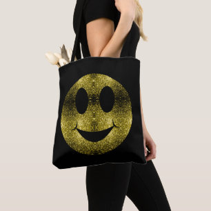 Gele gouden vonken op zwart tote bag