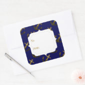 Gele goudsparken Anchor | Navy blue Gift Label (Envelop)