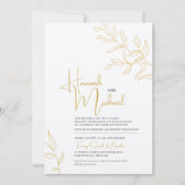 Gele goudvertakking van de bladschets, bruiloft kaart (Voorkant)