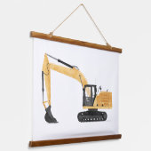 Gele graafmachine bouw Kinder ruimte decor Hangend Wandkleed (Gebogen)