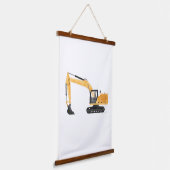 Gele graafmachine bouw Kinder ruimte decor Hangend Wandkleed (Gebogen)