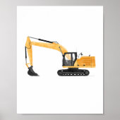 Gele graafmachine constructie kinderkamer decor poster (Voorkant)