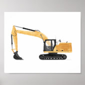 Gele graafmachine constructie kinderkamer decor poster (Voorkant)