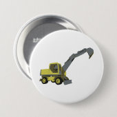 Gele graafmachine constructiemachines ronde button 7,6 cm (Voorkant /achterkant)