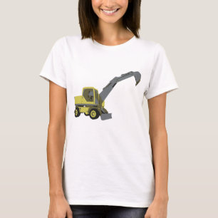Gele graafmachine constructiemachines t-shirt