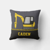 Gele Graafmachine Met Breker Onderdeel Kinderkamer Kussen (Achterkant)