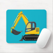Gele graafmachine voor kinderen muismat (Met muis)