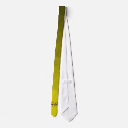 Gele gradiënt geometrie mesh patroon Monogram Stropdas (Achterkant)