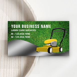 Gele grasstrips voor grasmachines visitekaartje