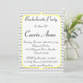 Gele grens en grijze Chevron Bachelorette Party Kaart (Staand voorkant)