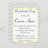 Gele grens en grijze Chevron Bachelorette Party Kaart (Voorkant / Achterkant)