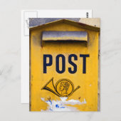 Gele Griekse postbus Briefkaart (Voorkant / Achterkant)