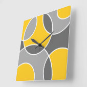 Gele grijze Abstracte cirkels Vierkante Klok (Hoek)