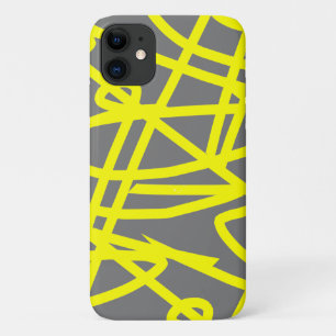 Gele Grijze Abstracte Kunst iPhone 11 Hoes