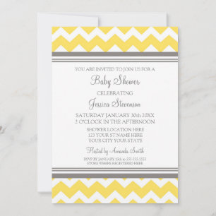 Gele grijze Chevron Custom Baby Shower Invitaties Kaart