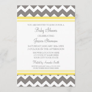 Gele grijze Chevron Custom Baby Shower Invitaties Kaart