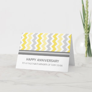 Gele grijze Chevron Employee Jubileum Card Kaart