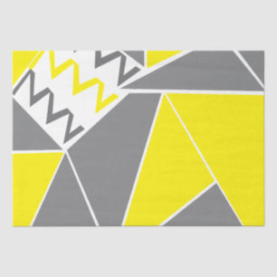 Gele Grijze Chevron Streep Geometrisch Patroon Tissuepapier