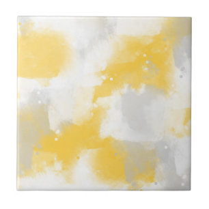 Gele grijze en witte Abstracte penseelstreken Tegeltje