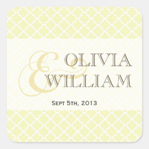 Gele grijze Marokkaanse tegel en moderne bruiloft Vierkante Sticker
