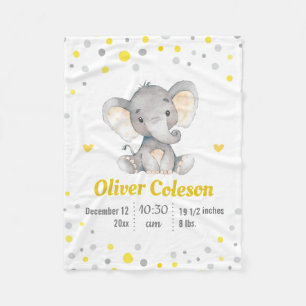 Gele Grijze Olifant Stippen Baby Stats Kinderkamer Fleece Deken