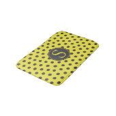 Gele & Grijze Polka Dots met Aangepaste Monogram Badmat (Gekanteld)