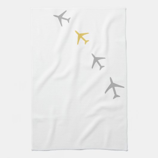 Gele grijze vliegtuigen theedoek (Verticaal)