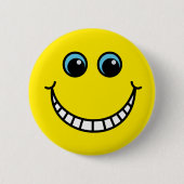 Gele Grinning Emoji Face Ronde Button 5,7 Cm (Voorkant)
