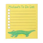 Gele groene alligator Crocodile Gator om lijst te  Notitieblok (Voorkant)