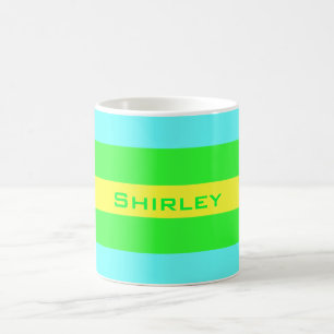 Gele, groene, blauwe brede strepen door Shirley Ta Koffiemok