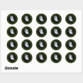Gele groene dame in White Ghost Halloween Ronde Sticker (Vel)