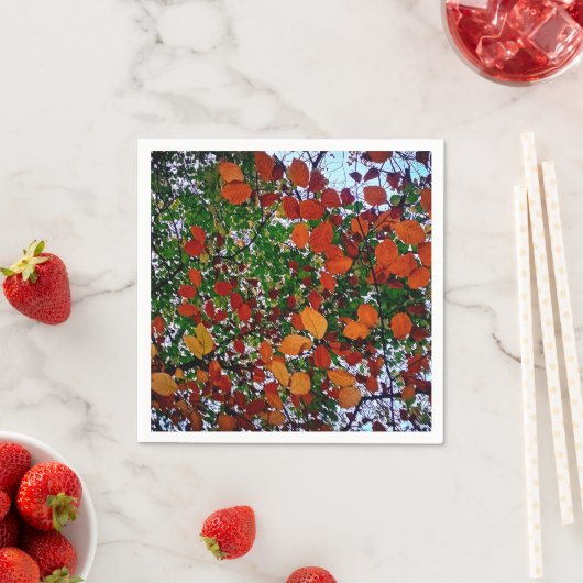 Gele, groene en bruine bladeren servet (Insitu)