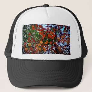 Gele, groene en bruine bladeren trucker pet