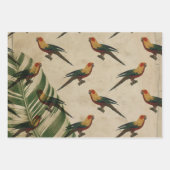  gele, groene en rode vogels inpakpapier vel (Voorkant)