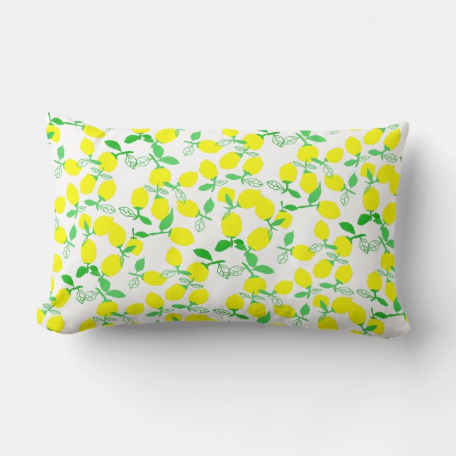 Gele groene lemon Pattern Cushion Pillow Kussen (Voorkant)