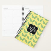 Gele groene monogram Floral Leaves Planner (Display)