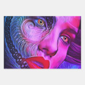 Gele groene ogen rode lippen inpakpapier vel (Voorkant 2)