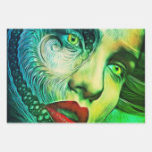 Gele groene ogen rode lippen inpakpapier vel (Voorkant)