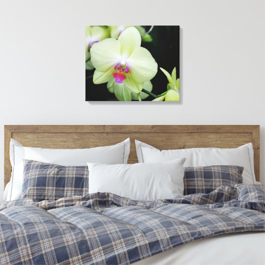 Gele groene orchidee canvas afdruk (Insitu (Slaapkamer))