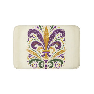 Gele, groene paarse fleur de lis veren badmat