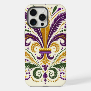 Gele, groene paarse fleur de lis veren iPhone 15 pro max hoesje