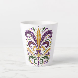 Gele, groene paarse fleur de lis veren latte mok