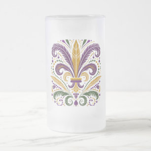 Gele, groene paarse fleur de lis veren matglas bierpul